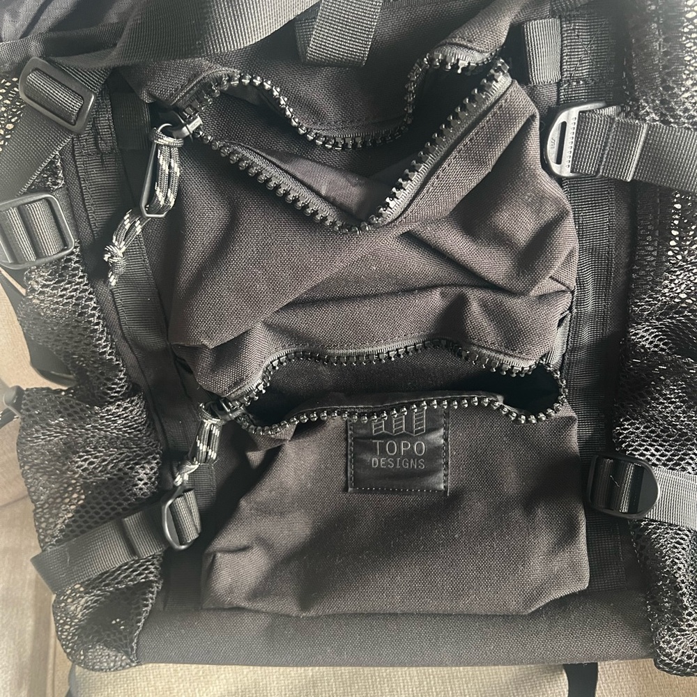Topo Designs Black Backpack with Durable Fabric and Adjustable Straps